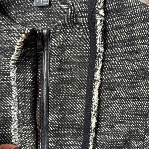 Vince Black Leather Trim Boucle Jacket Size 2 - Picture 16 of 16